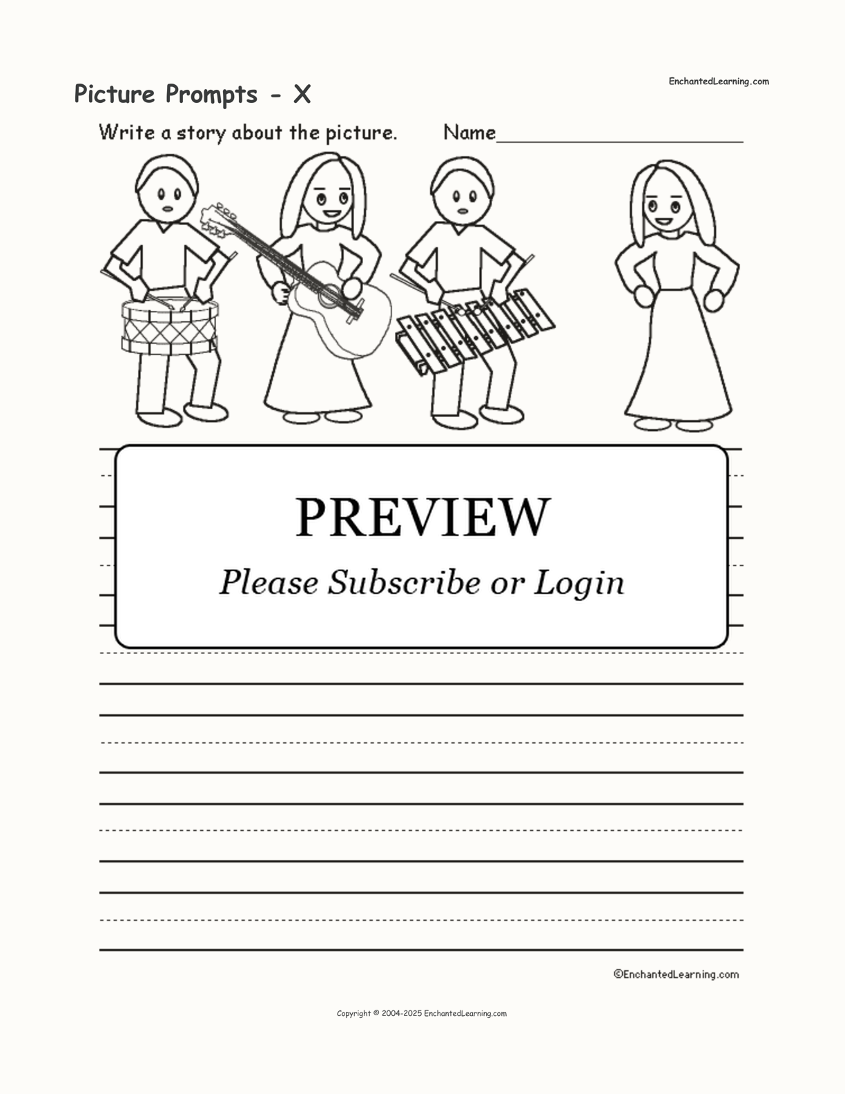 Picture Prompts - X interactive worksheet page 1