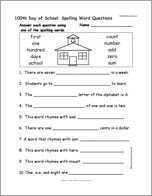 Search result: '100th Day of School: Spelling Word Questions'