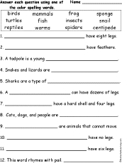 animal spelling worksheets at enchantedlearning com