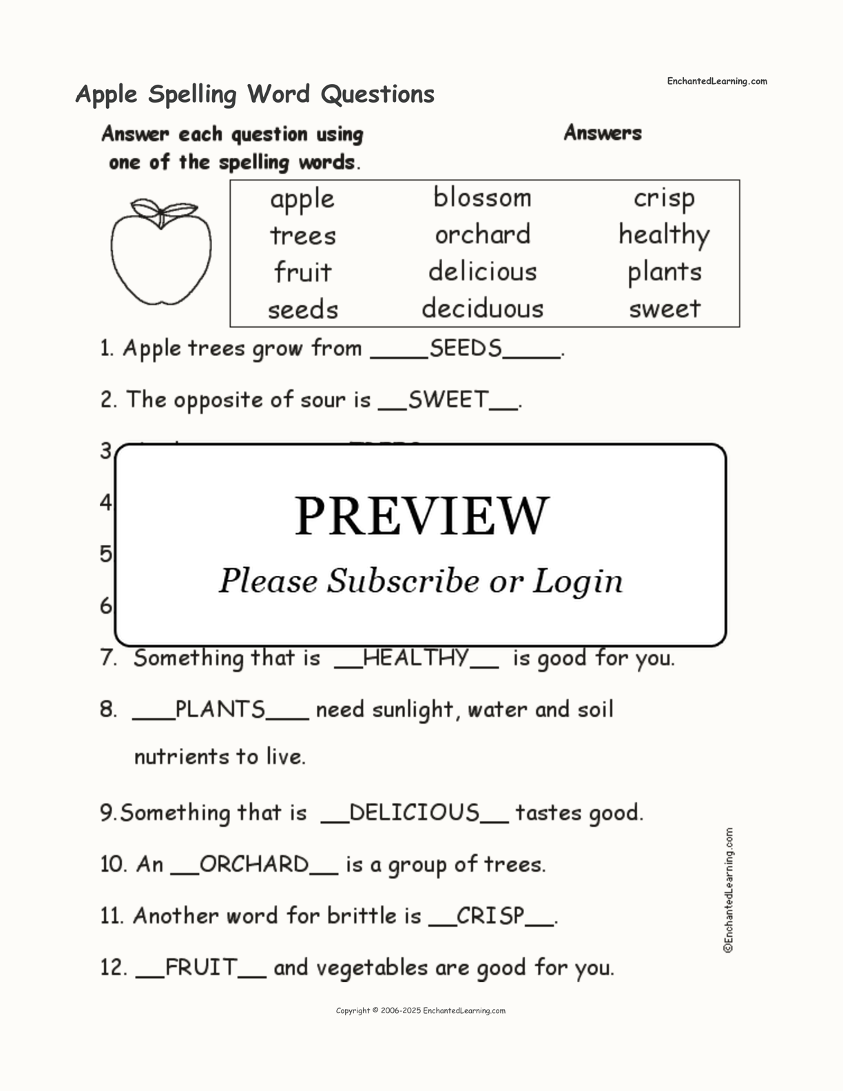 Apple Spelling Word Questions interactive worksheet page 2