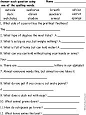 Spelling Word Questions