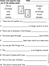 Chinese New Year Spelling Word Questions Enchantedlearning Com