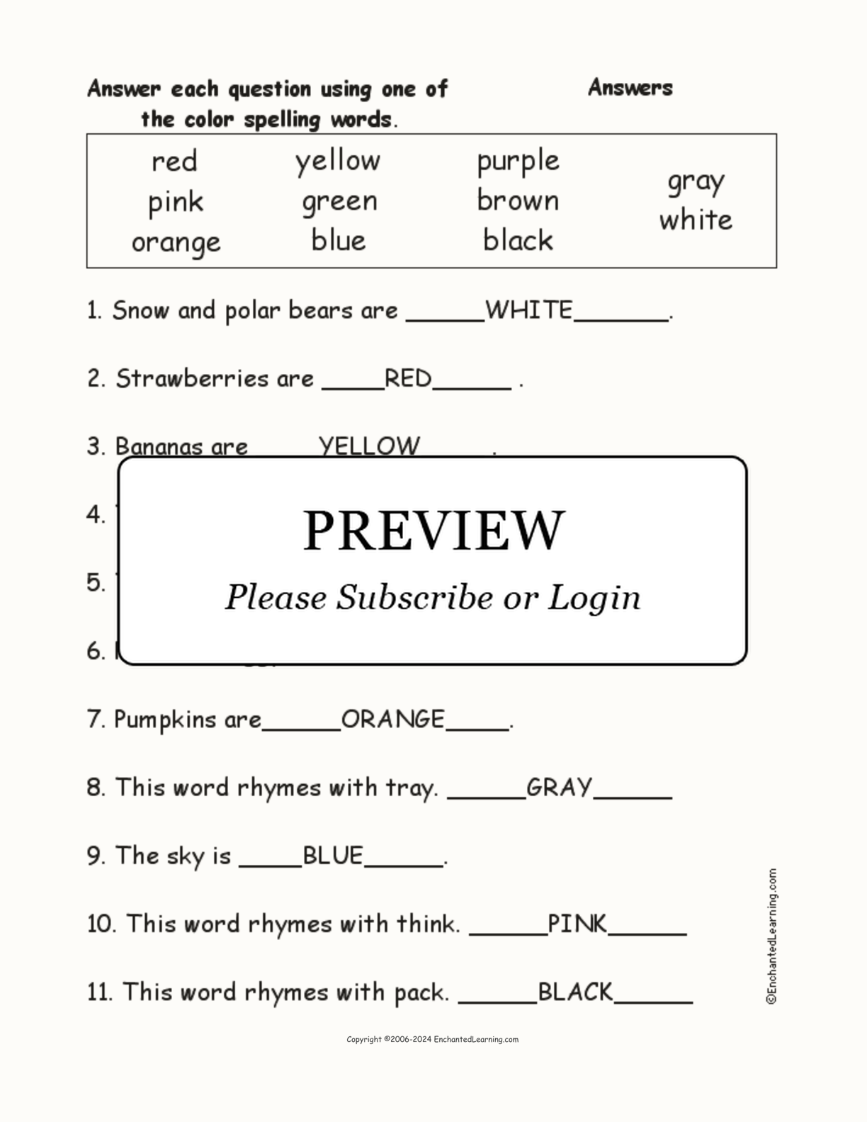 Color Spelling Word Questions interactive worksheet page 2