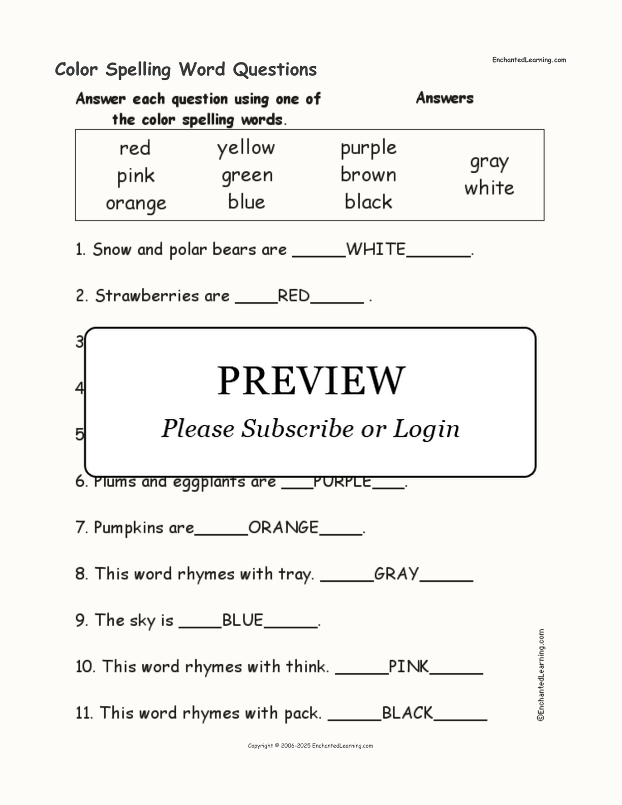 Color Spelling Word Questions interactive worksheet page 2