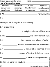 Compound Weather Words Spelling Word Questions Enchantedlearning Com