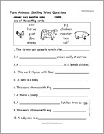 Search result: 'Farm Animals: Spelling Word Questions'
