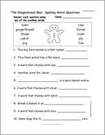 Search result: ''The Gingerbread Man' Spelling Word Questions'