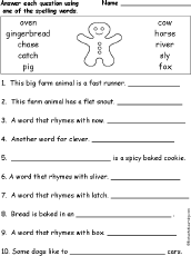 the gingerbread man spelling word questions enchantedlearningcom