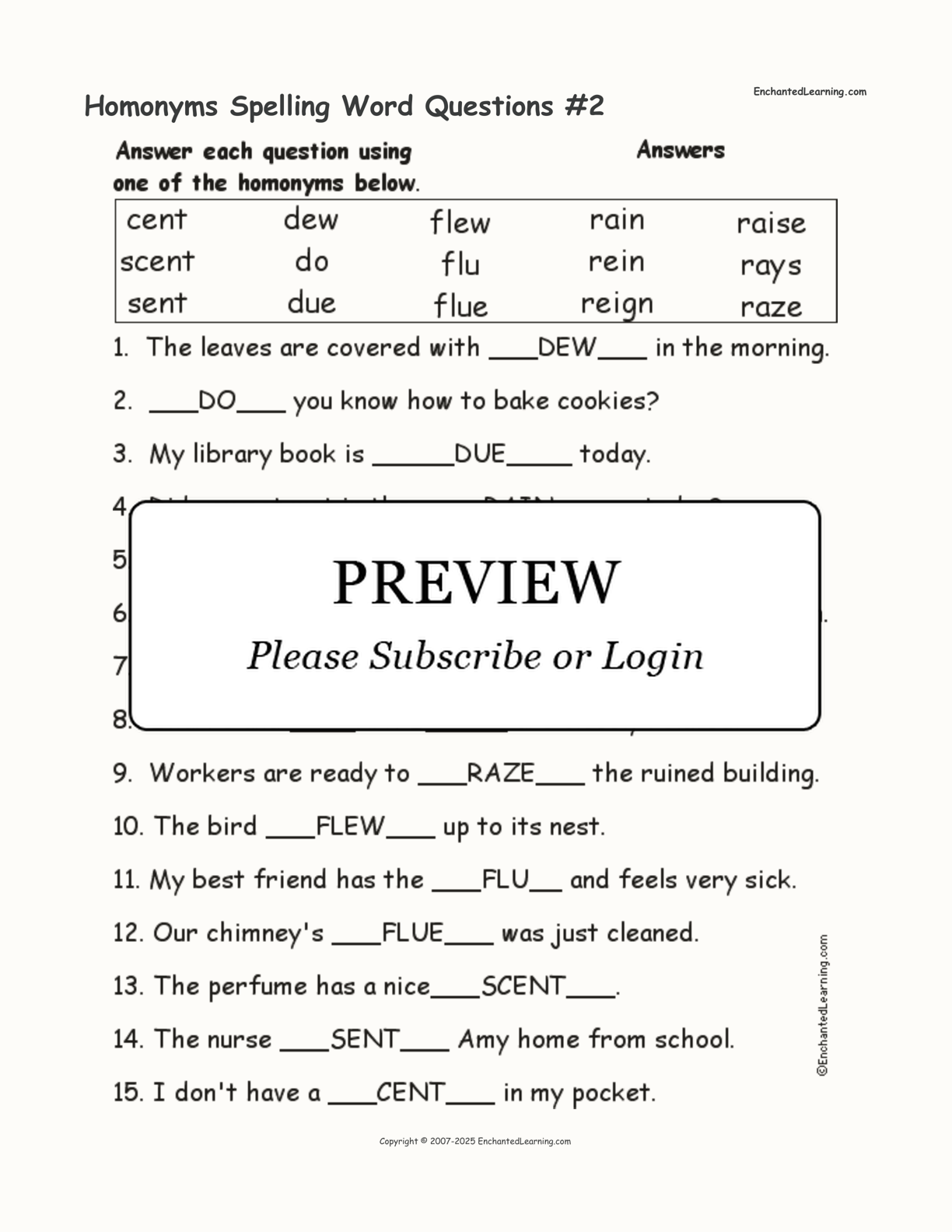 Homonyms Spelling Word Questions #2 interactive worksheet page 2