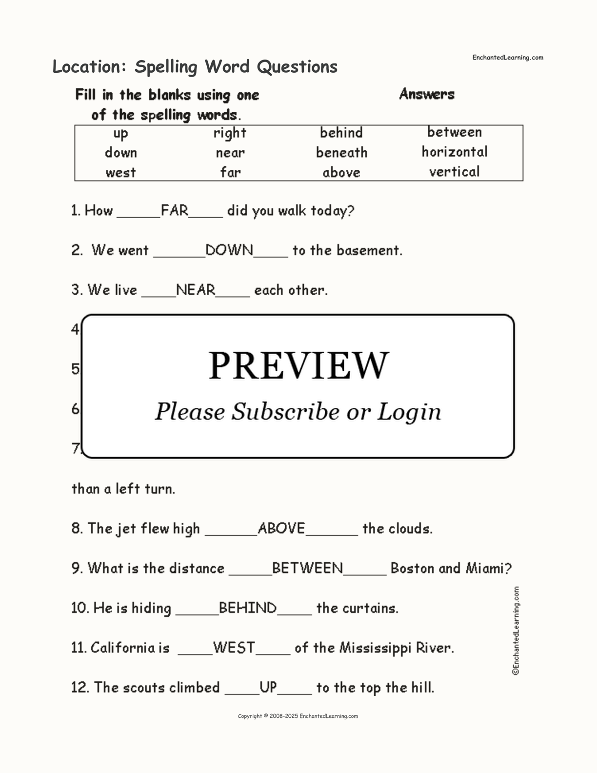 Location: Spelling Word Questions interactive worksheet page 2