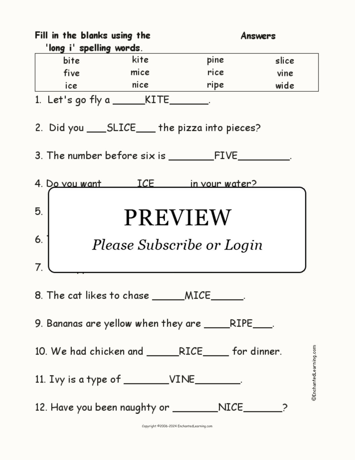 Long I: Spelling Word Questions interactive worksheet page 2