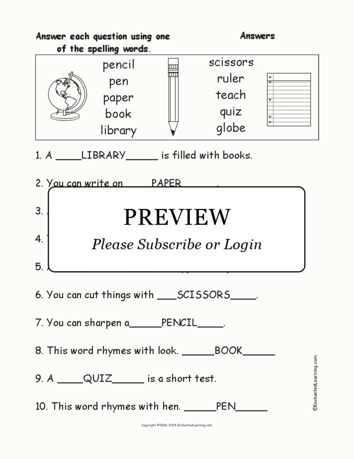 School Spelling Word Questions interactive worksheet page 2