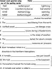 Tornado Spelling Word Questions: EnchantedLearning.com