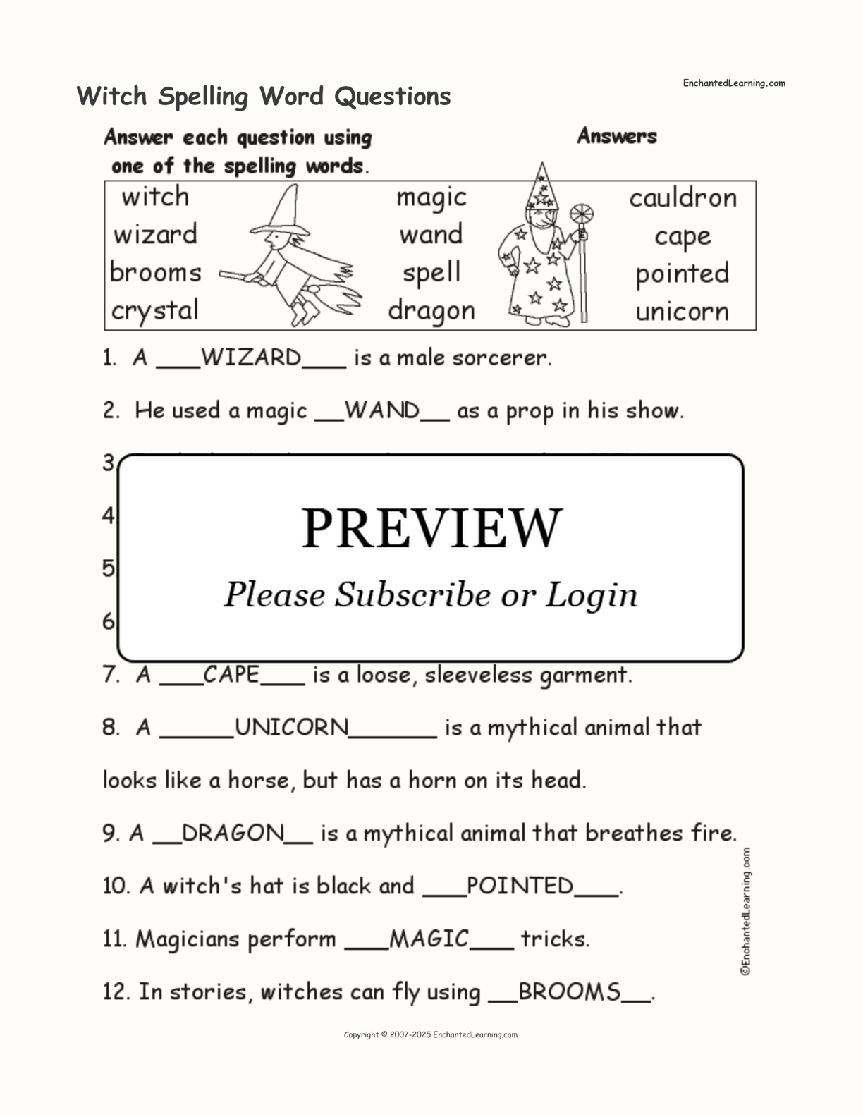 Witch Spelling Word Questions interactive worksheet page 2