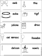 worksheet object birthday EnchantedLearning.com Activities at Birthday