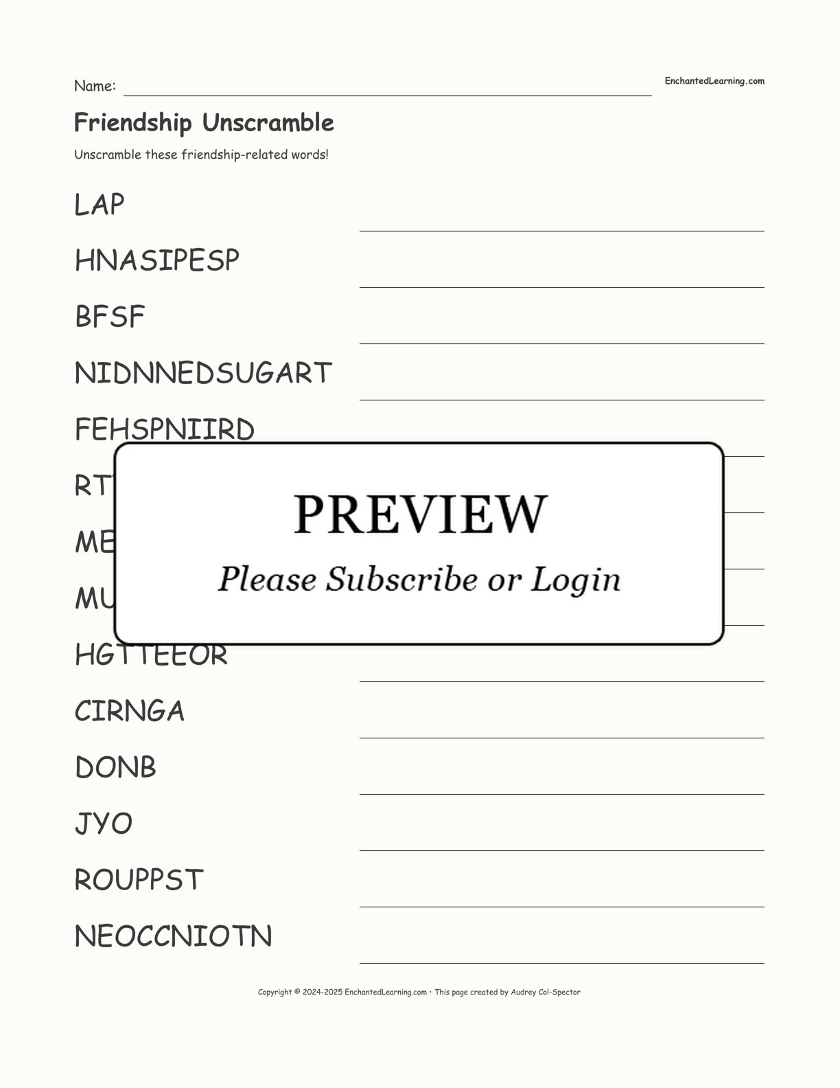 Friendship Unscramble interactive worksheet page 1