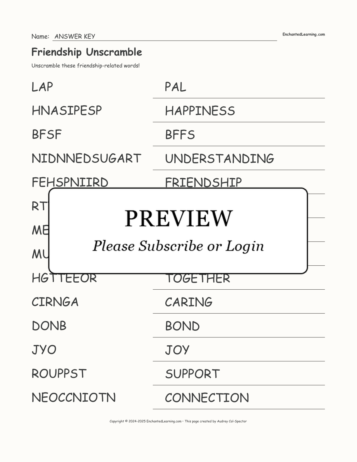 Friendship Unscramble interactive worksheet page 2