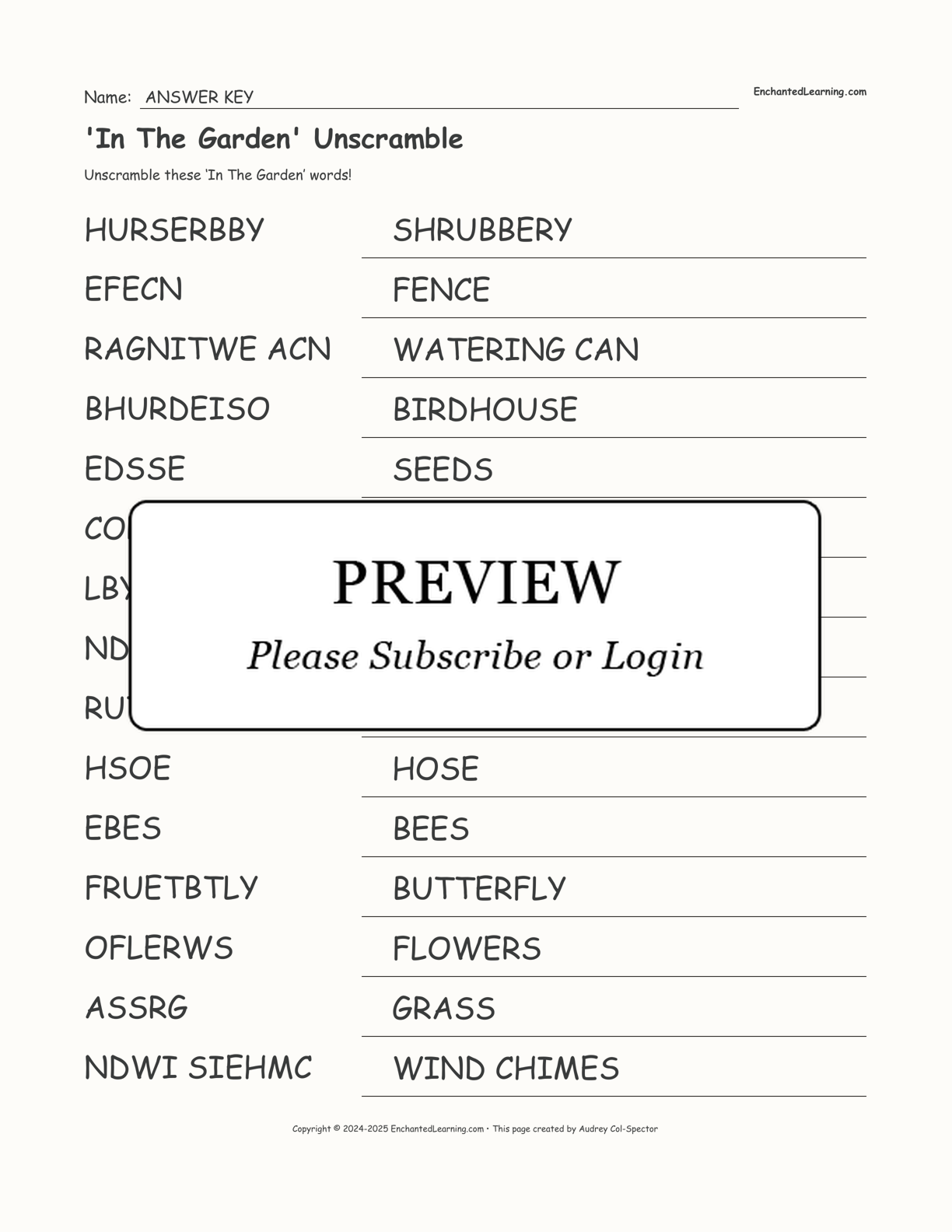 'In The Garden' Unscramble interactive worksheet page 2