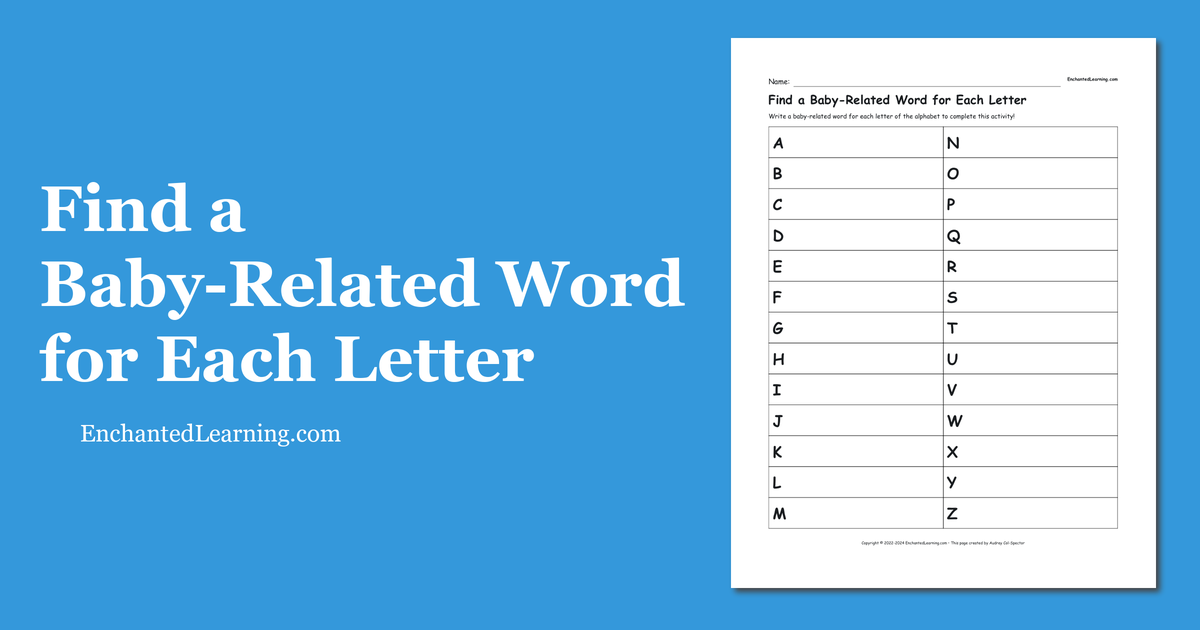 Find a Baby-Related Word for Each Letter - Enchanted Learning