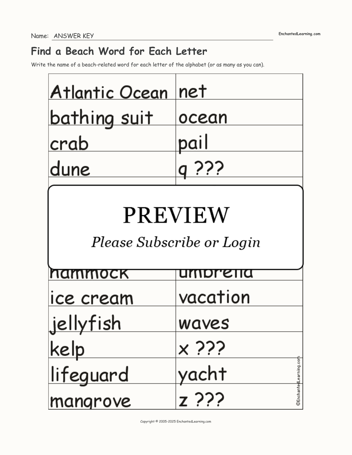 find-a-beach-word-for-each-letter-enchanted-learning