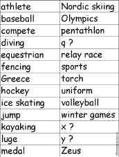 Search result: 'Find an Olympics-Related Word for Each Letter'