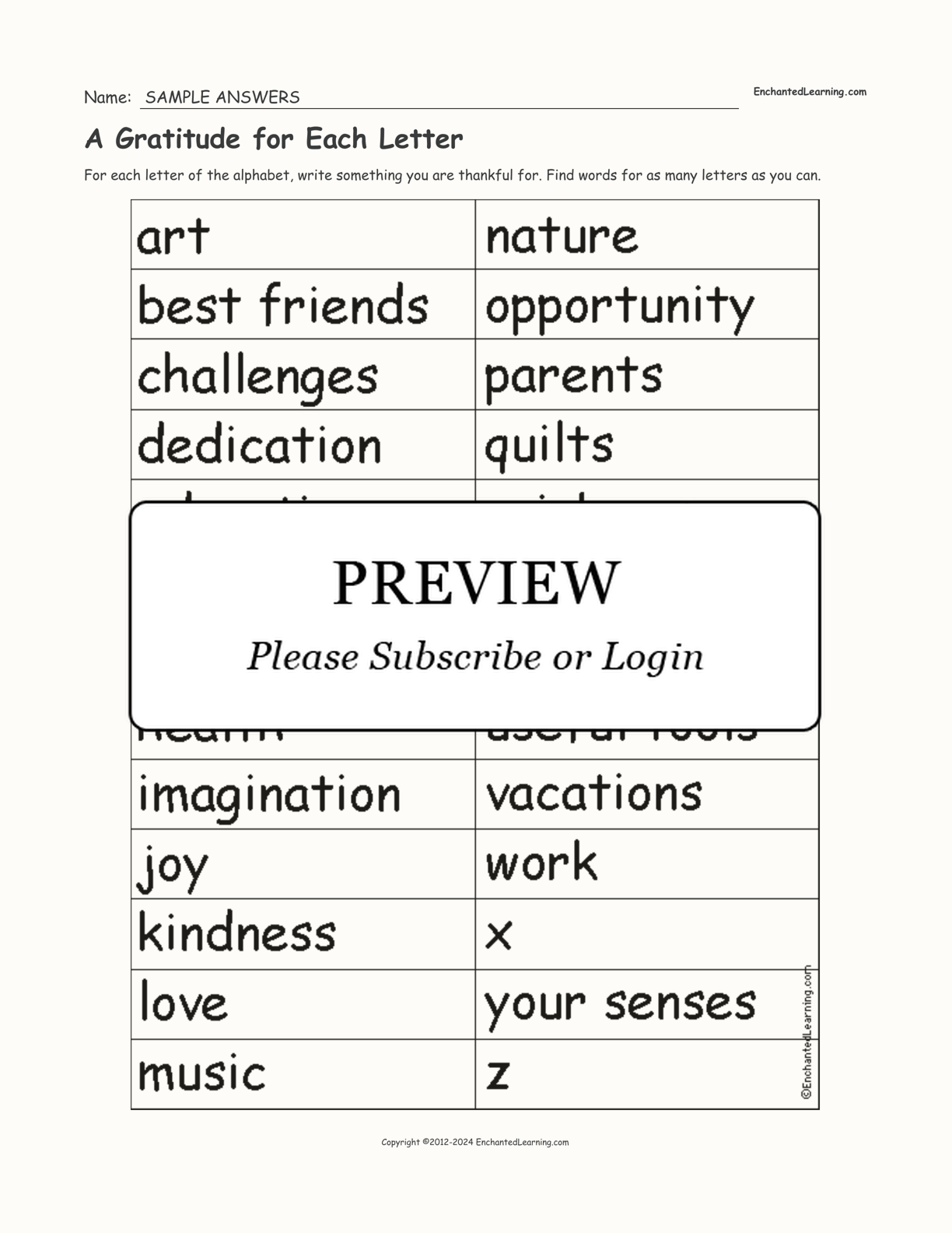 A Gratitude for Each Letter interactive worksheet page 2