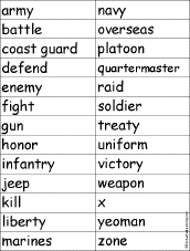 Search result: 'Find a Veterans Day Word for Each Letter'