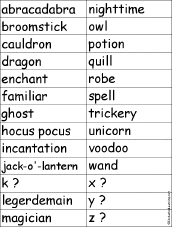 Search result: 'Find a Witch or Magic-Related Word for Each Letter'