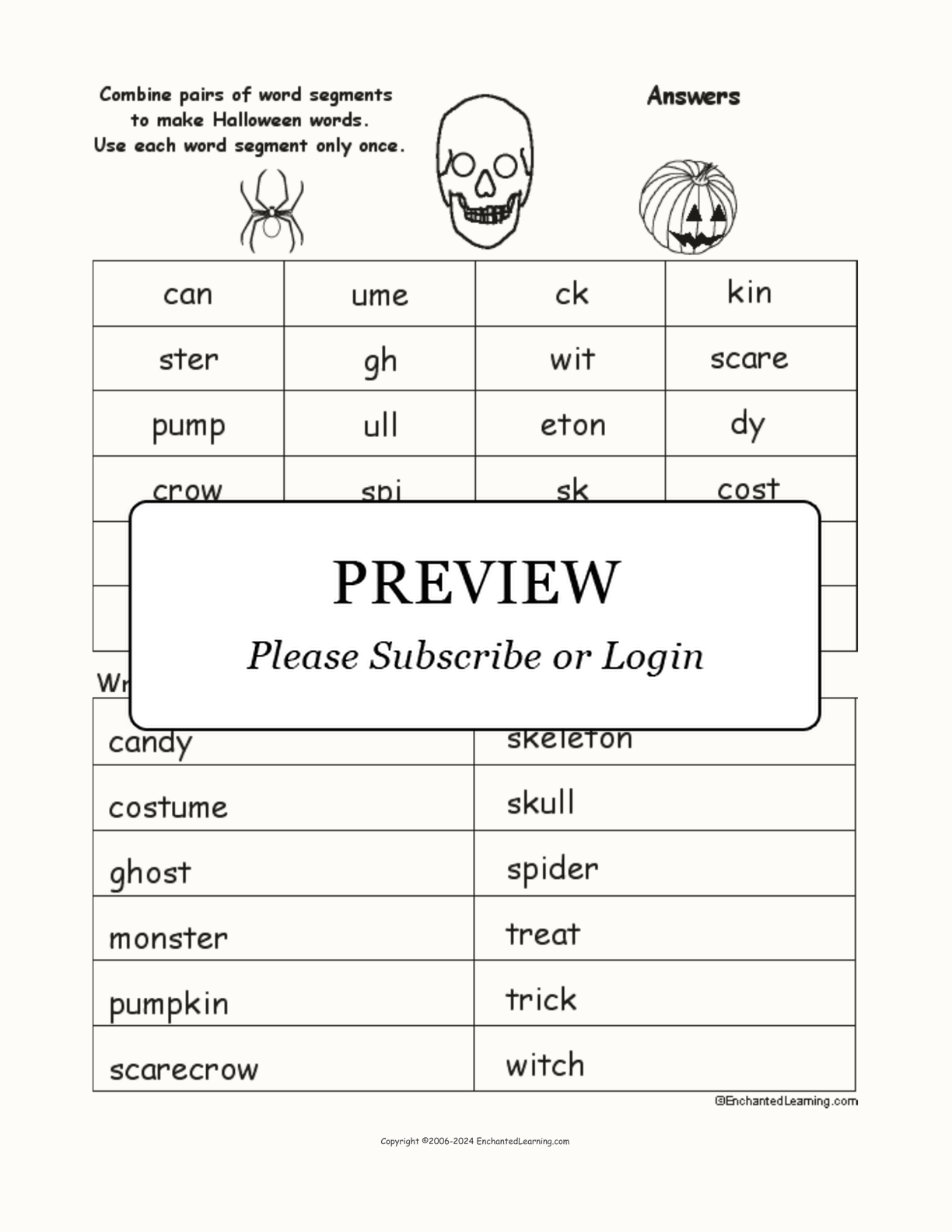Halloween Word Pieces Puzzle interactive worksheet page 2