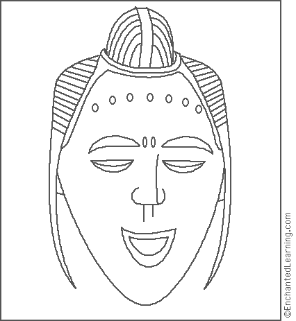 african mask coloring page