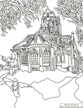 Search result: 'Van Gogh "The Church in Auvers-sur-Oise, View from the Chevet" Coloring Page'