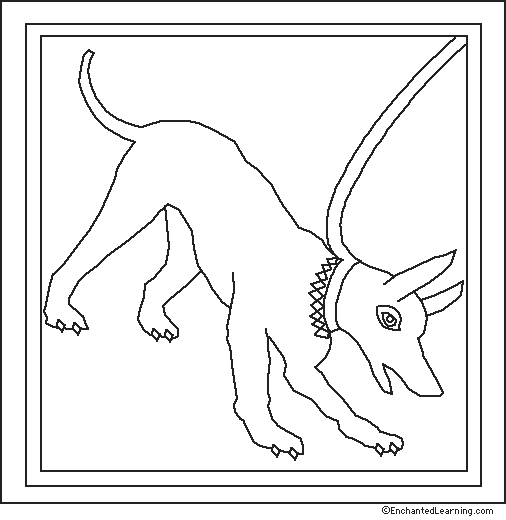 Dog Mosaic from Pompeii Coloring Page - EnchantedLearning.com