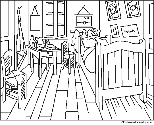 Search result: 'Van Gogh: Room at Arles Coloring Page'