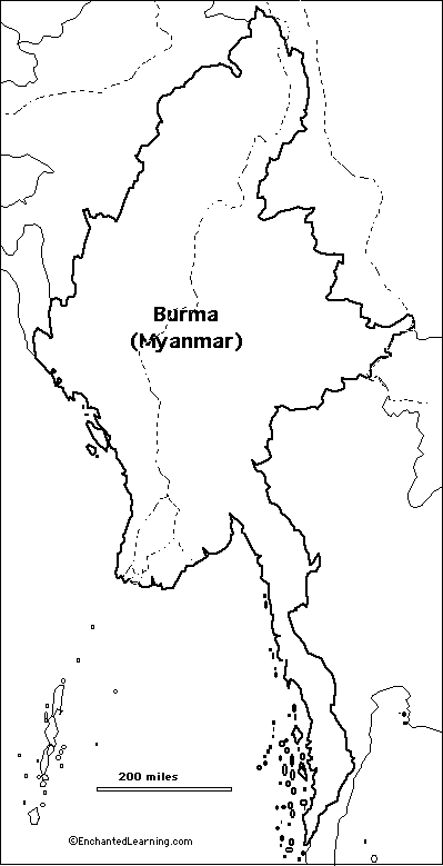 Search result: 'Outline Map Burma/Myanmar'