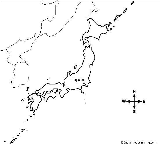 Outline Map Research Activity #3 - Japan - EnchantedLearning.com