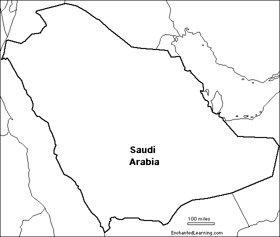 Saudi Arabia Map Outline Outline Map Saudi Arabia   EnchantedLearning.com