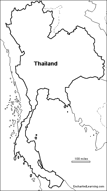 Outline Map Thailand - EnchantedLearning.com