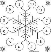 Search result: 'Snowflake Bingo: Using the Numbers 0-11 Card #22'