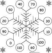 Search result: 'Snowflake Bingo: Using Multiples of Ten from 0-110 Card #15'