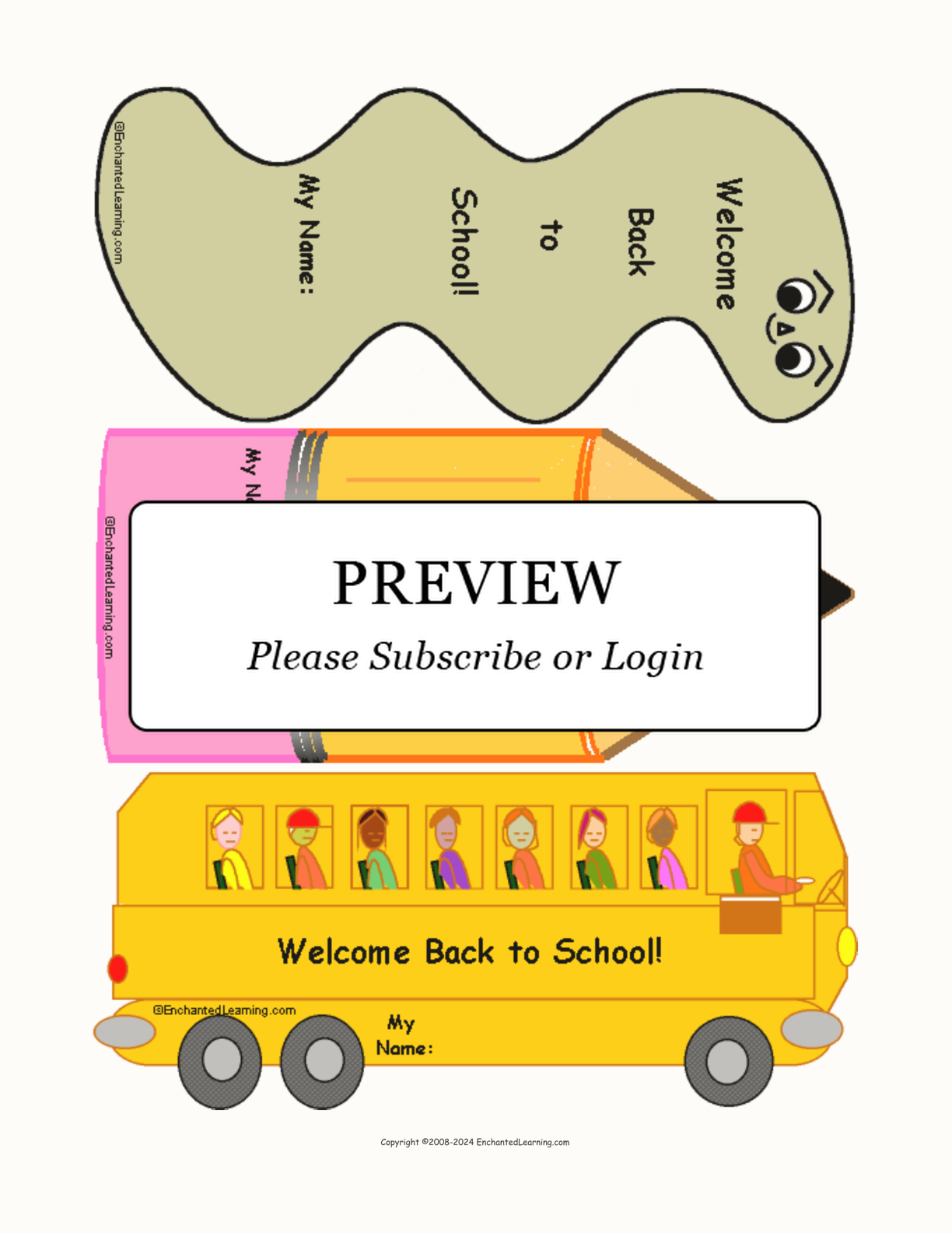 Back to School Bookmarks (Color) interactive printout page 1