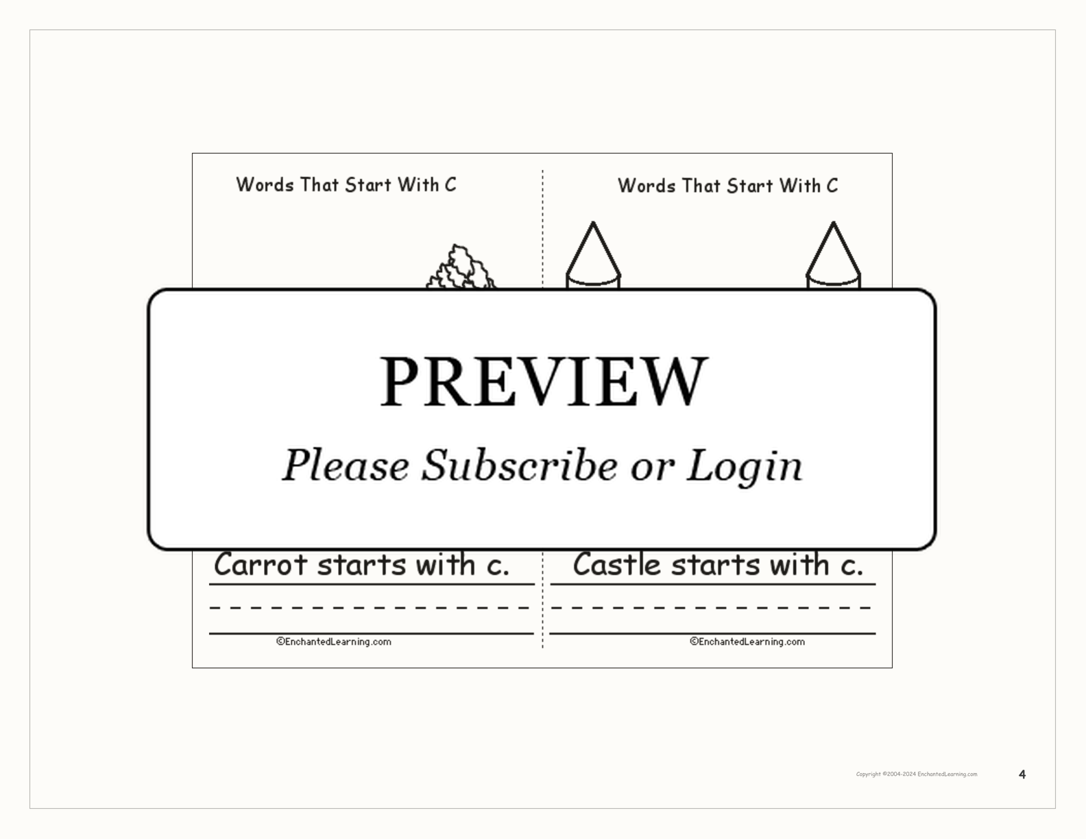 Words That Start With C: A Printable Book interactive printout page 4