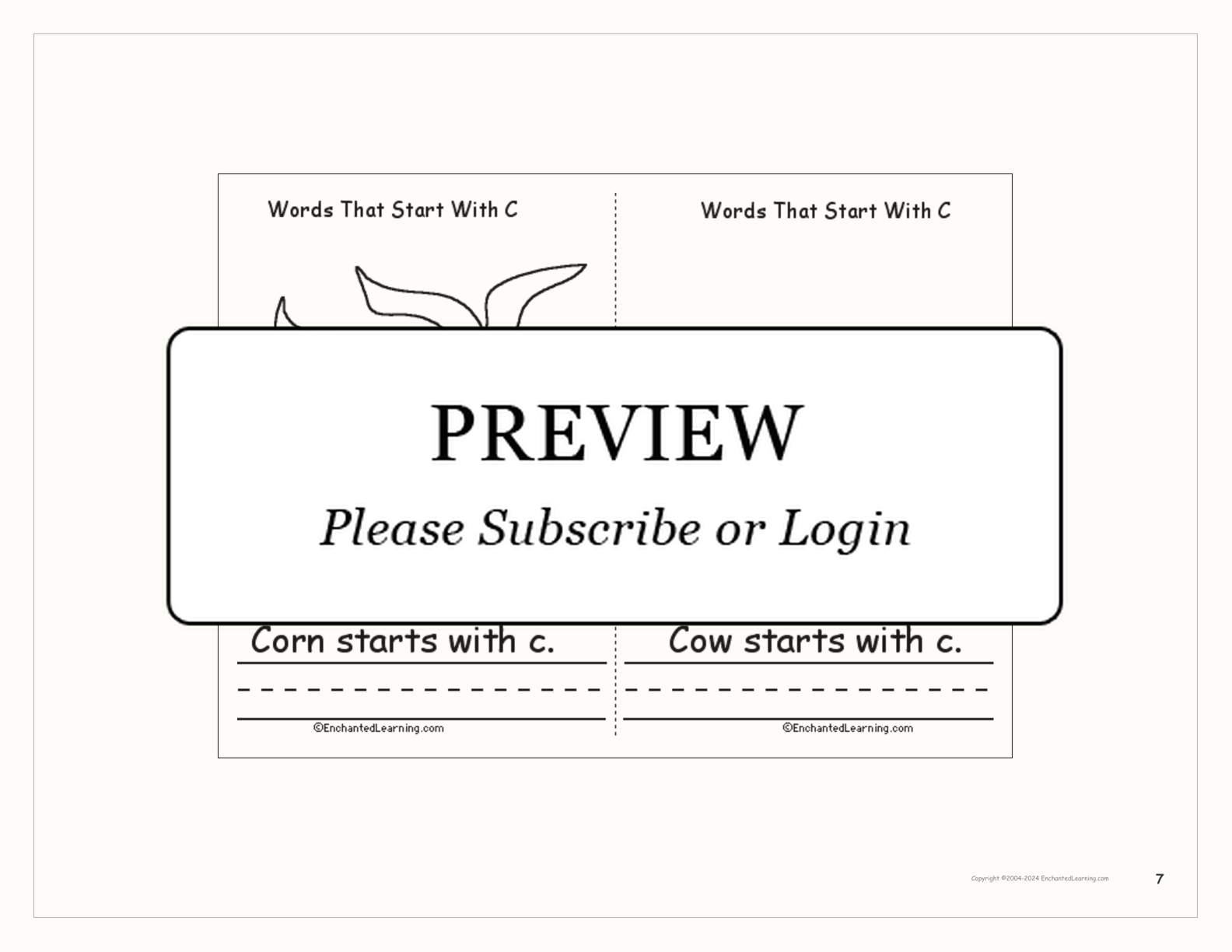 Words That Start With C: A Printable Book interactive printout page 7