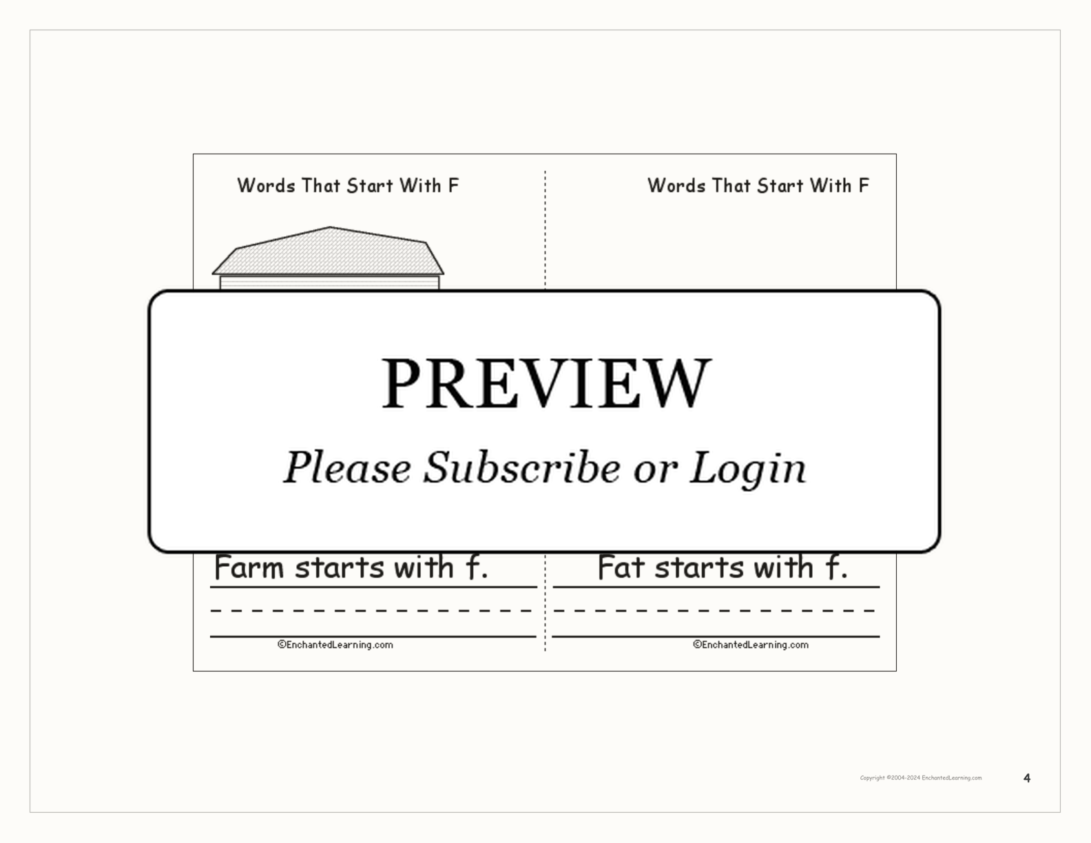 Words That Start With F: A Printable Book interactive printout page 4