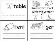 Search result: 'Words that Start With the Letter T Book, A Printable Book'