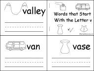 Search result: 'Words that Start With the Letter V Early Reader Book: Page 1'