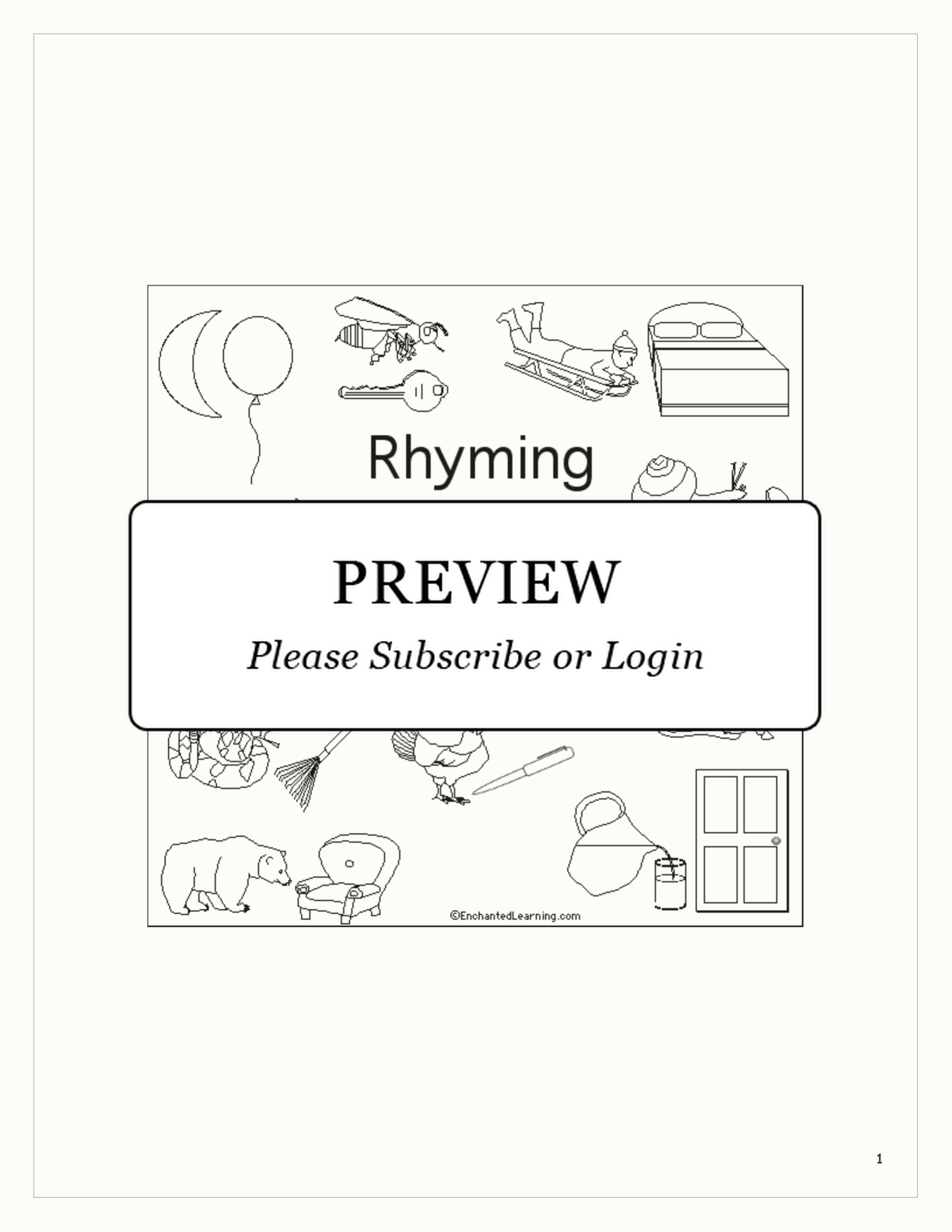 Rhyming Words Early Reader Book Enchanted Learning