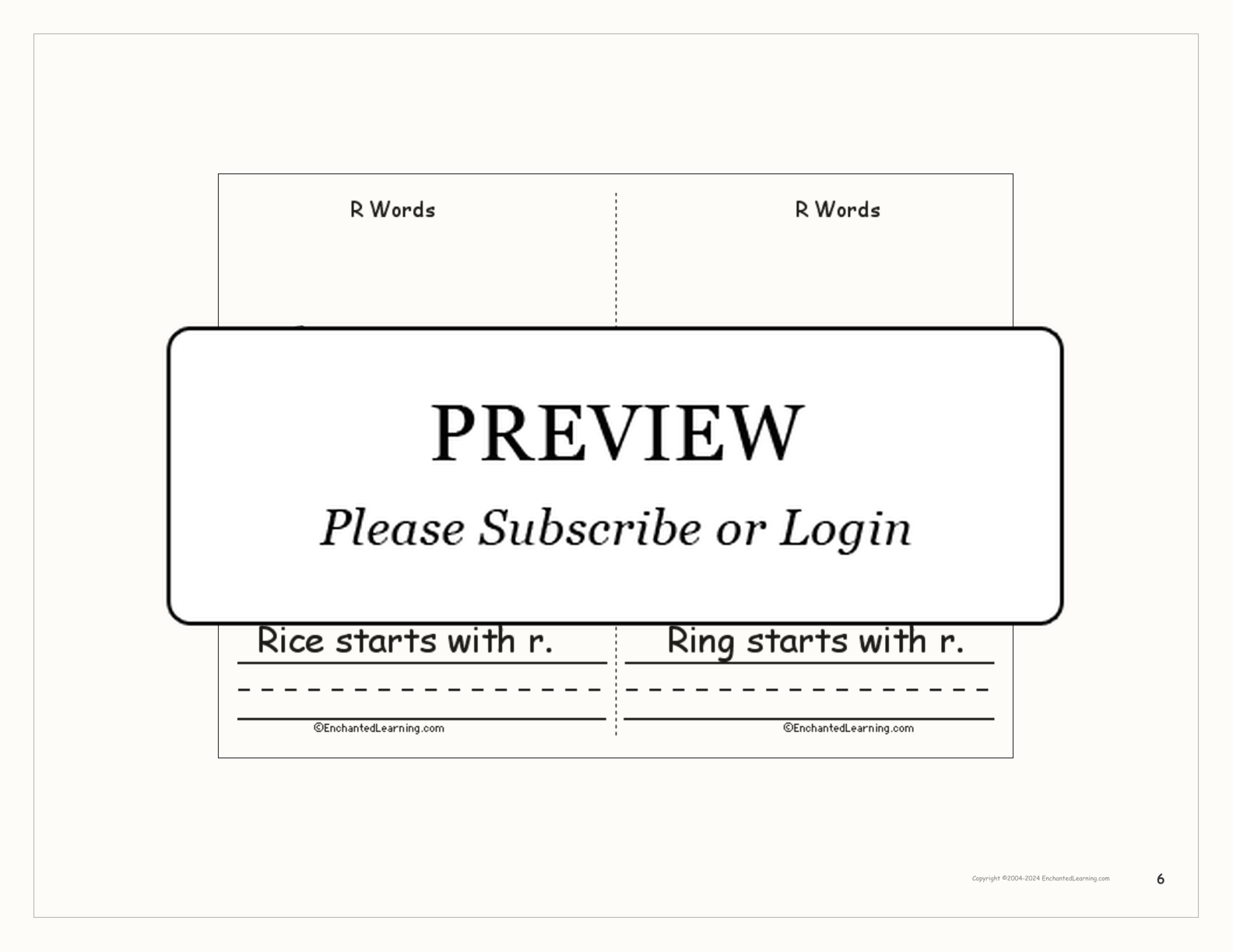 Words That Start With R: A Printable Book interactive printout page 6