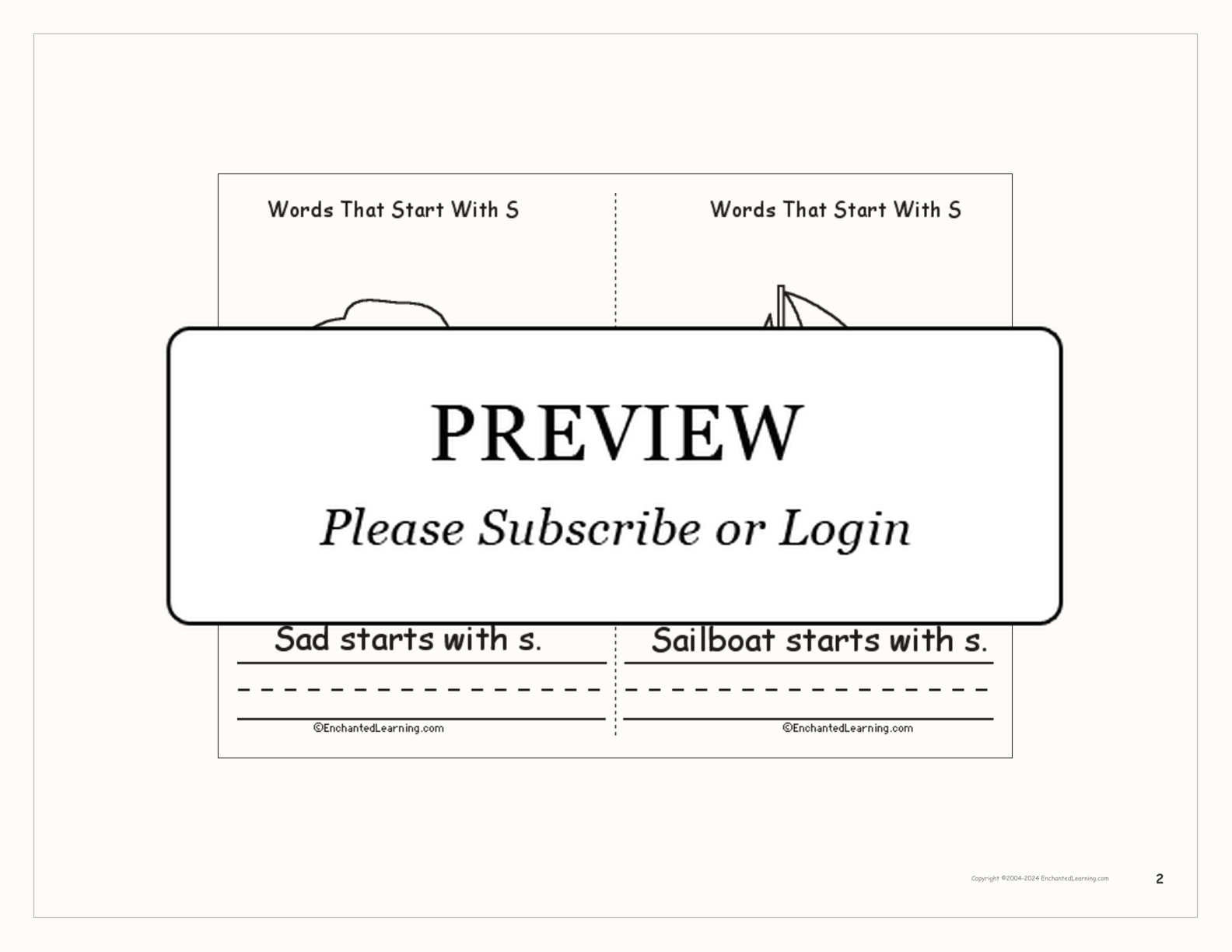 Words That Start With S: A Printable Book interactive printout page 2