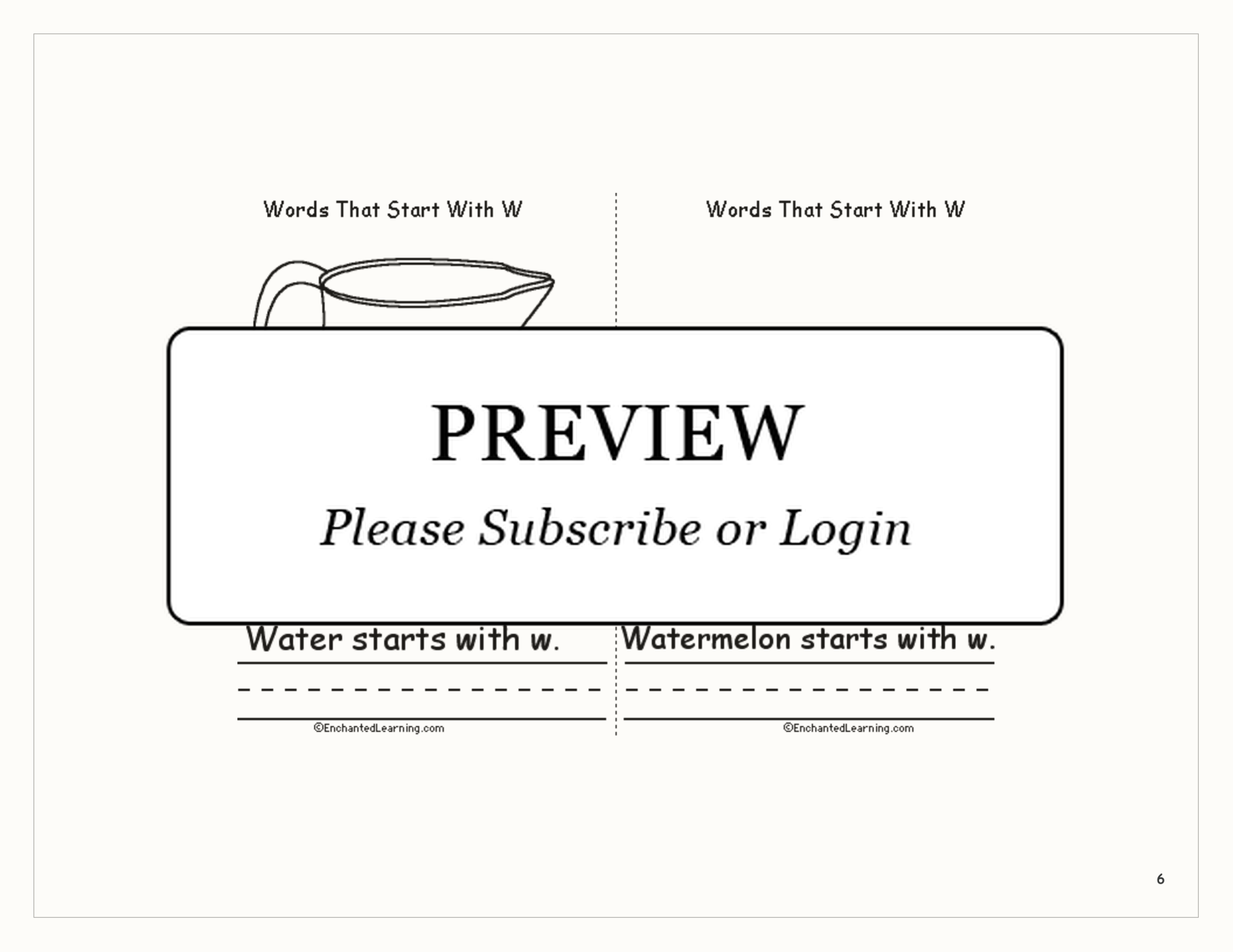 Words That Start With W: A Printable Book interactive printout page 6