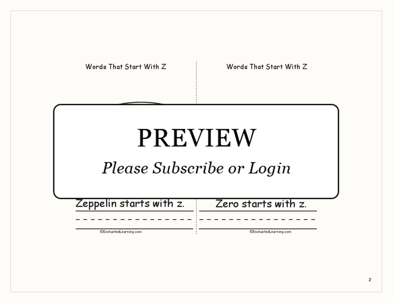Words That Start With Z: A Printable Book interactive printout page 2